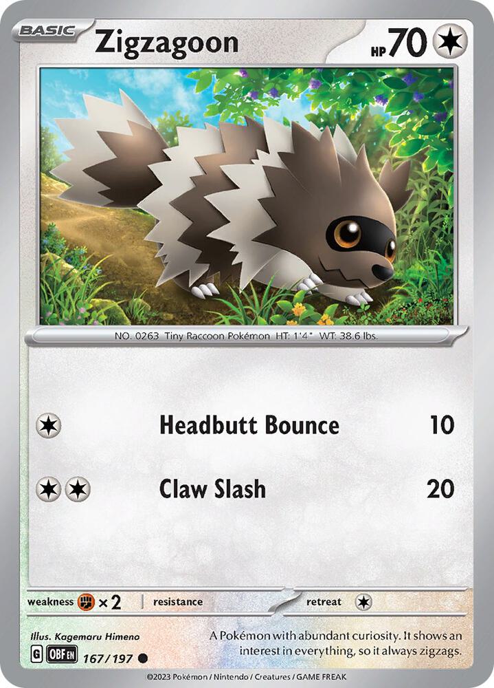 Zigzagoon #167 - Obsidian Flames