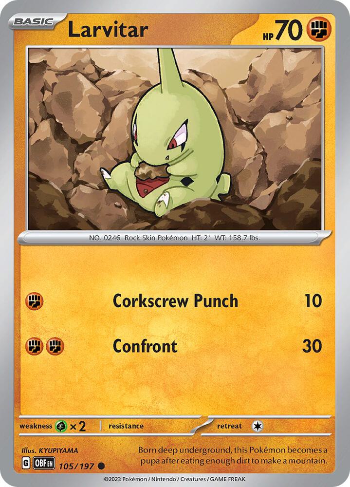 Larvitar #105 - Obsidian Flames