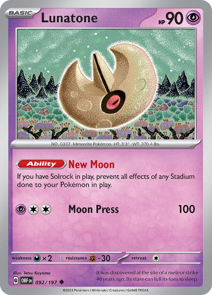 Lunatone #92 - Obsidian Flames